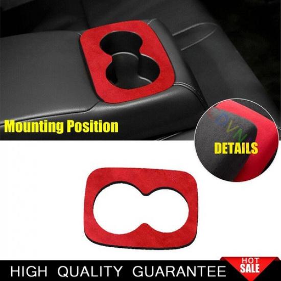 Rear Seat Armrest Water Cup Panel Cover For Honda Civic 10th 2016- Red Suede