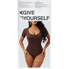 Square Neck Seamless Short Sleeve Buttoned Waist Cinching Shapewear Bodysuit For Women