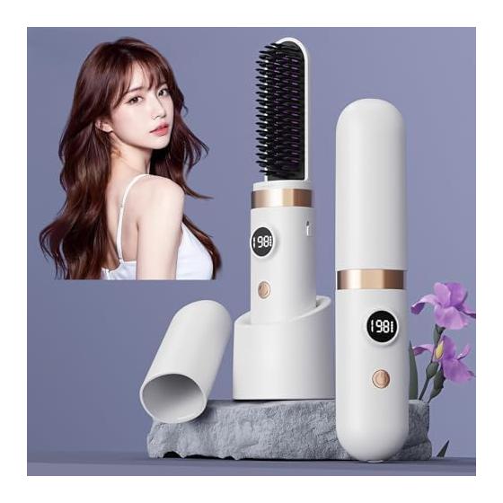 Hair iron, salon grade curling iron, 2-way, straight and curl, 35 seconds rapid heating, 3-level temperature adjustment, USB rechargeable, storage