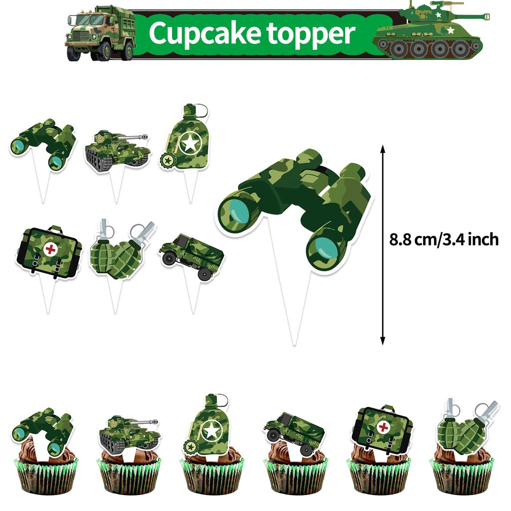 Militär Armee Thema Jungen Geburtstagsparty Dekorationen Camouflage Soldat Flugzeug Panzer Hintergrund Cartoon Luftballon Banner Kinderspielzeug Geschenk