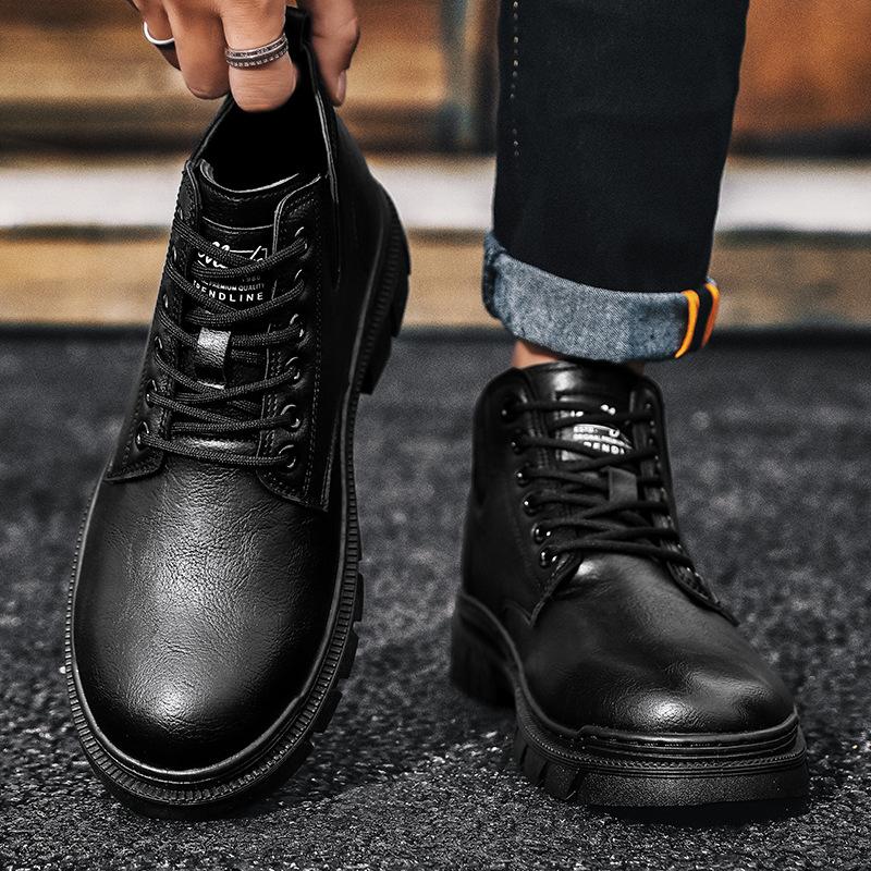 High-top casual shoes autumn and winter new thick-soled retro leather boots trendy board shoes men's outdoor tooling boots