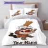 Cat Adventure Custom Name Pattern Bedding Quilt Set Quilt Cover Pillowcase Home Birthday Gift(1 * duvet cover + 2 * pillowcase, without core)