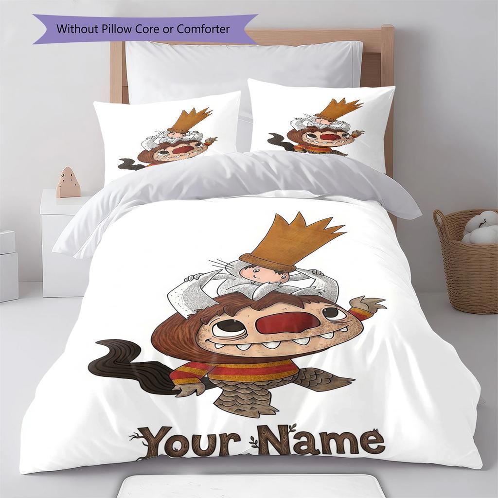 Cat Adventure Custom Name Pattern Bedding Quilt Set Quilt Cover Pillowcase Home Birthday Gift(1 * duvet cover + 2 * pillowcase, without core)