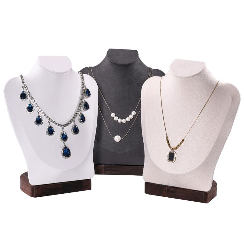Walnut Wood Jewelry Holder Necklace Display Bust Multifunctional Mannequin Dresser Props for Displaying Necklaces