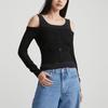 Calvin Klein Letter Logo Button Front Cardigan Women Tops Space-Black J222943-BEH