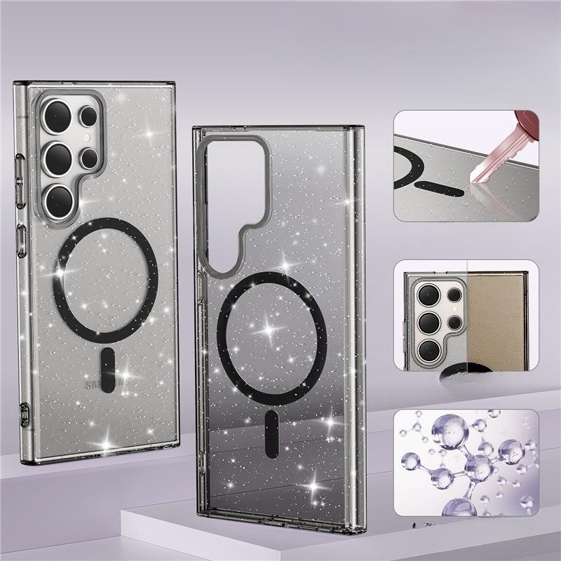 Applicable To Samsung S25ultra Mobile Phone Case S24 S23u Transparent Flash Powder S22 Terminator Magnetic Case Imd