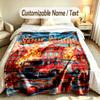 Fire Truck Theme Custom Blanket Personalized Name & Text Customized Soft Warm Throw Blanket Home Decor