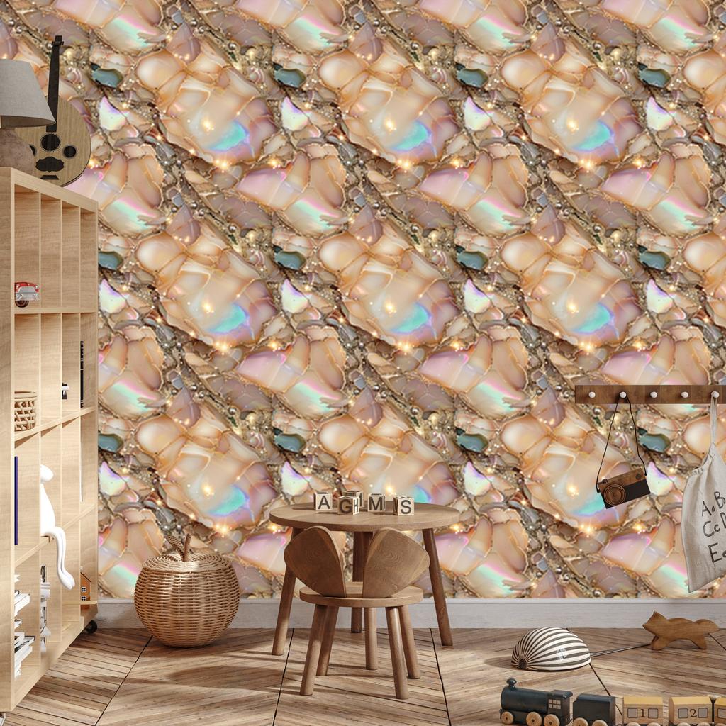 Beige and orange ink wallpaper for living room and bedroom 50x1000