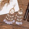 Bohemian Crystal Tassel Earrings - Ethnic Style, Slim Face, Exaggerated Design for Travel