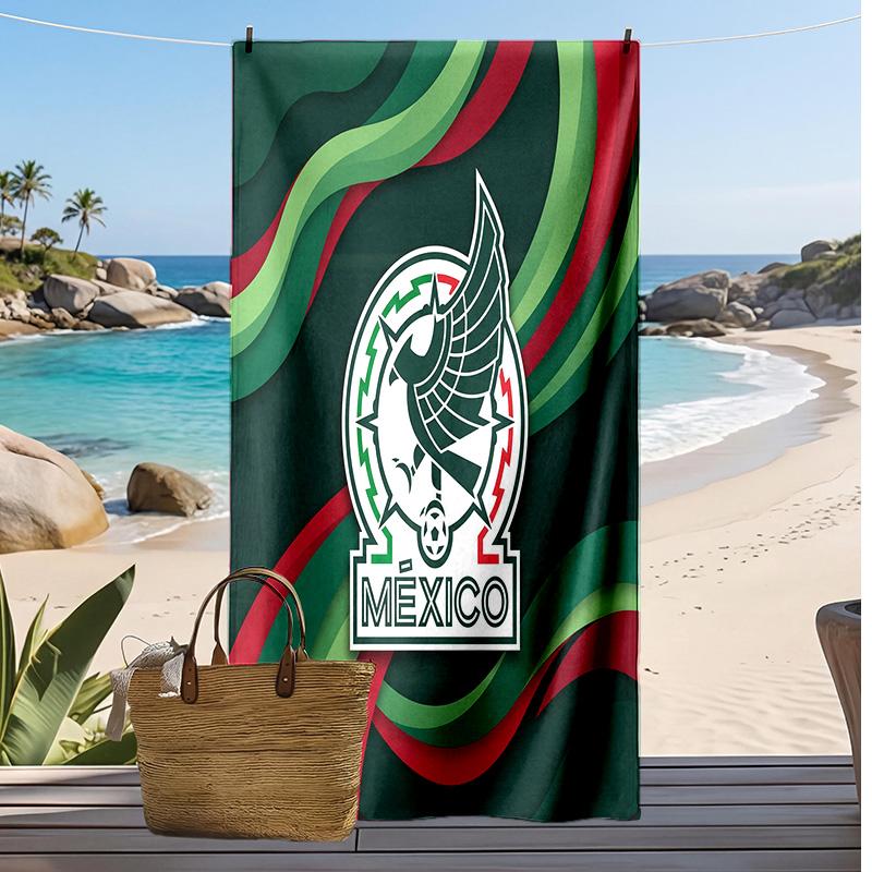 Asciugamano da Spiaggia Stampa Calcio Messico Asciugatura Rapida Super Assorbente Morbido Asciugamano da Bagno per Nuoto Spiaggia Viaggio Souvenir Regalo