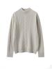 Women's Solid Color Twisted Flower Cable Knit Cashmere Sweater, Thickened Half-High Collar Slim Fit Base Layer Top