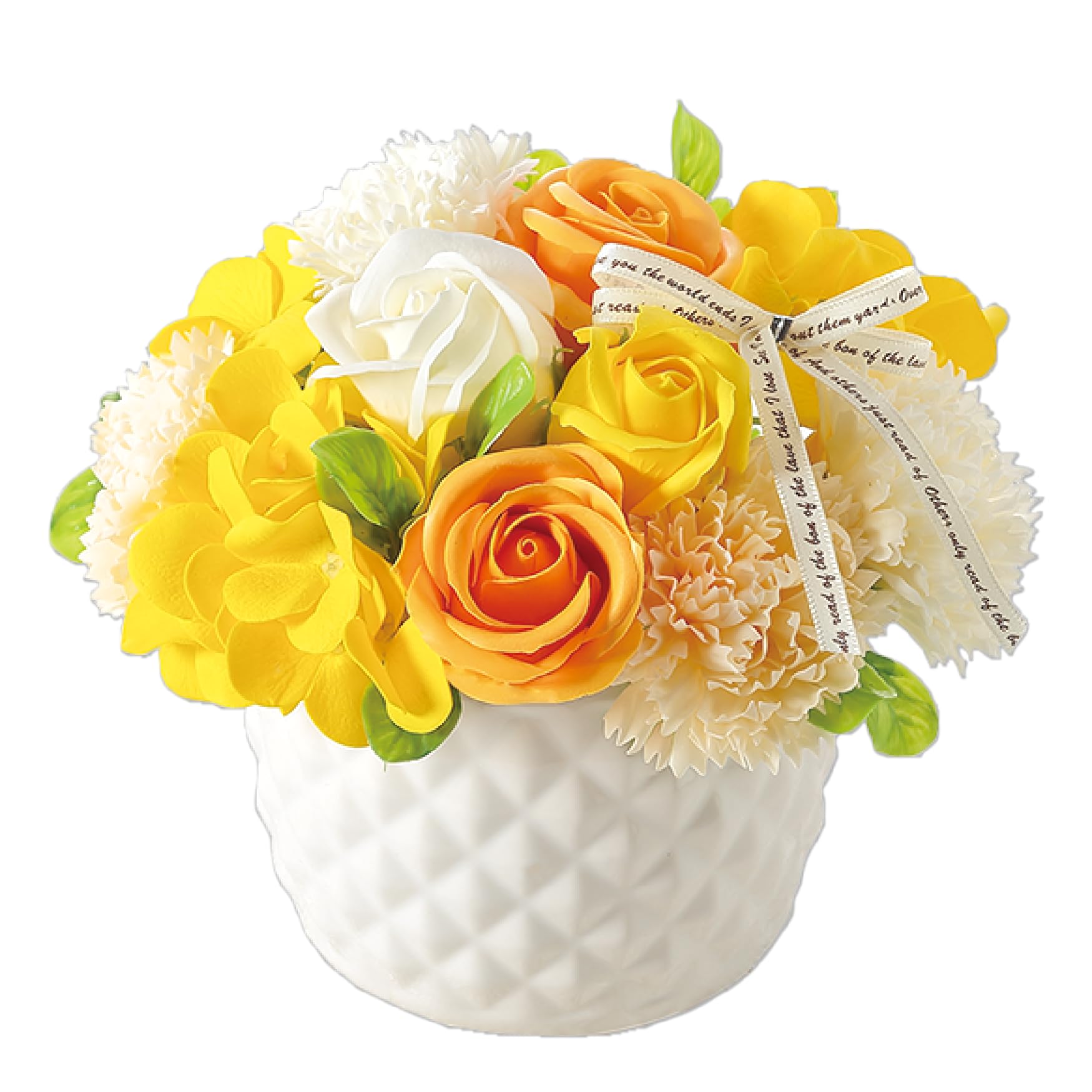 

Poppy Nagoya Soap Bubble Artificial Bouquet Comes with Clear Yellow Flowers, Flowers, Flowers, Gifts, Presents, Pot, Roses, Ceramic, Approx. 17cm,