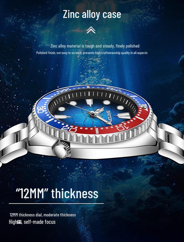 Sanda Men's Quartz Wristwatch with Rotating Bezel and Lava Dial – Fashionable Business Accessory