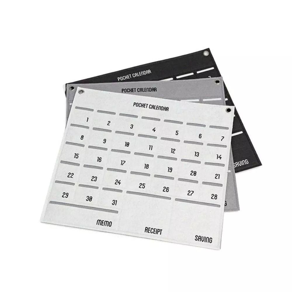 Nuevo Calendario Mensual Calendario de Bolsillo Montado en la Pared Tela No Tejida Bolsa de Almacenamiento Numerada con Bolsillos Estuche para Calendario Duradero