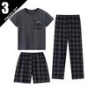 Xiaomi 3-piece Set Of Children's Seasonal Home Clothes For Boys And Girls Checkered Printed Short Sleeved Shorts And Pants Combination