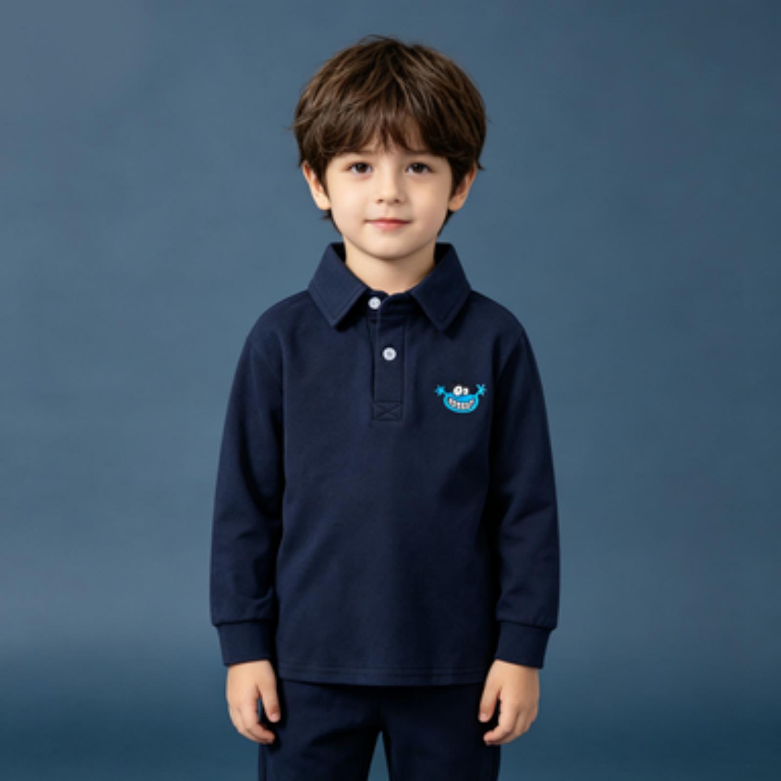Boys Casual Long Sleeve Fall Shirt with Stand Collar and Animal Print 110