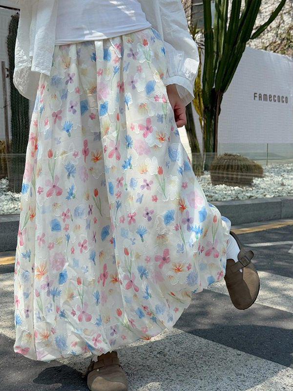 Plus Size Women s Floral A-line Umbrella Skirt L