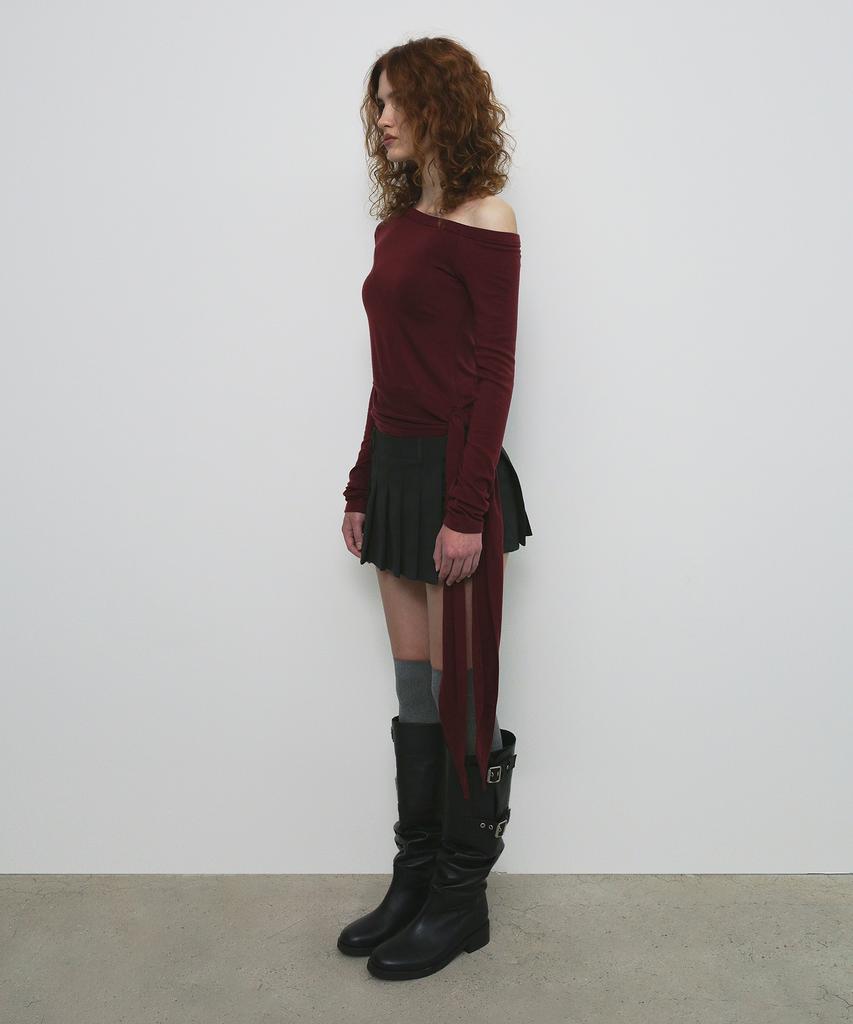 Sandric Leather Buckle Long Boots_Black