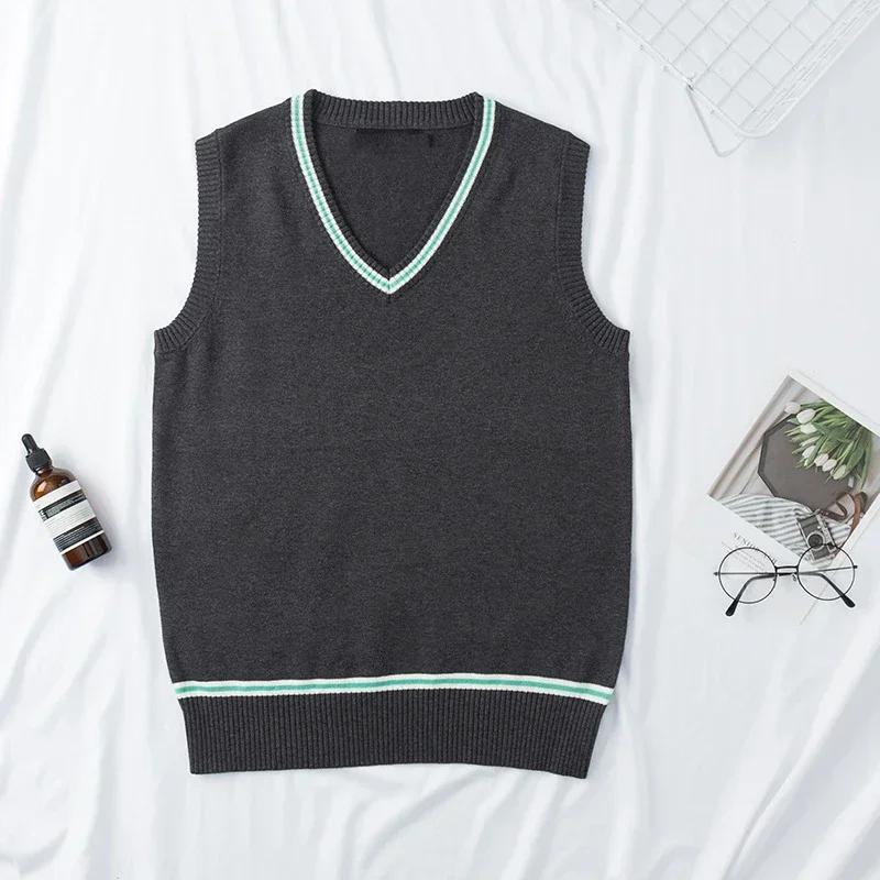 DY20Cosplay Costume Magic School Hufflepuff Ravenclaw Slytherin Wizard V Neck Sweater Uniform Stripe Cotton Sleeveless Knitted V