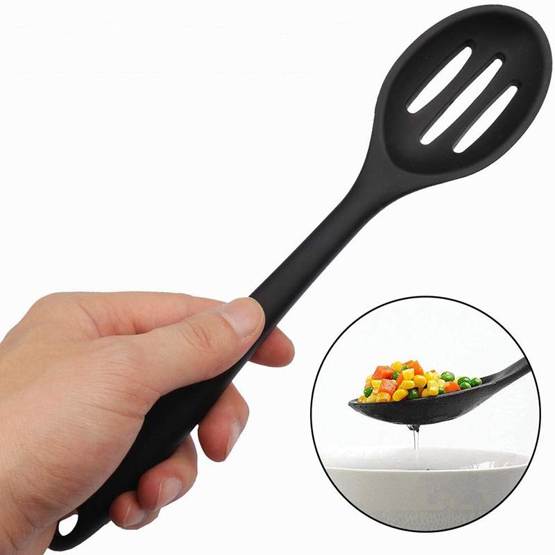 2Pcs Silicone Scoop Long Handle Soup Scoop Salad Mixing Spoon Heatresistant Cooking Spoon Nonstick Tablespoon Cooking Utensils