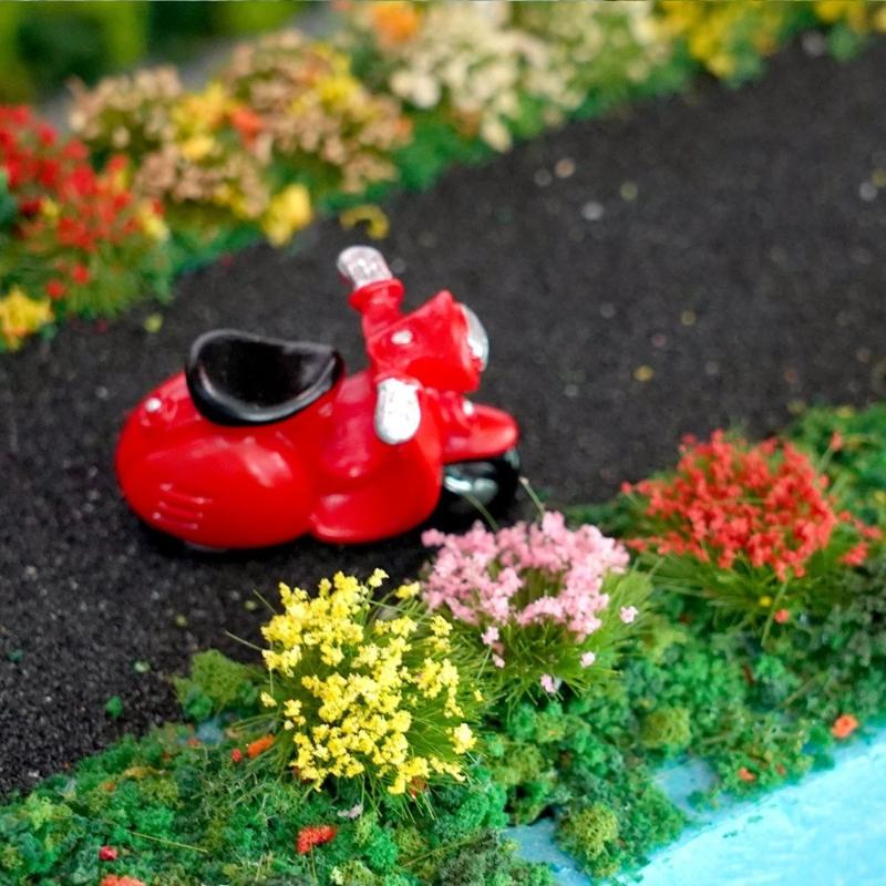 6 Stück/Karton Miniatur-Blütenbüschel für Modelle, Feine Handwerkskunst für Architektur-Eisenbahn-Dioramen, Sammlerstück-Dekoration für Mikrolandschaften