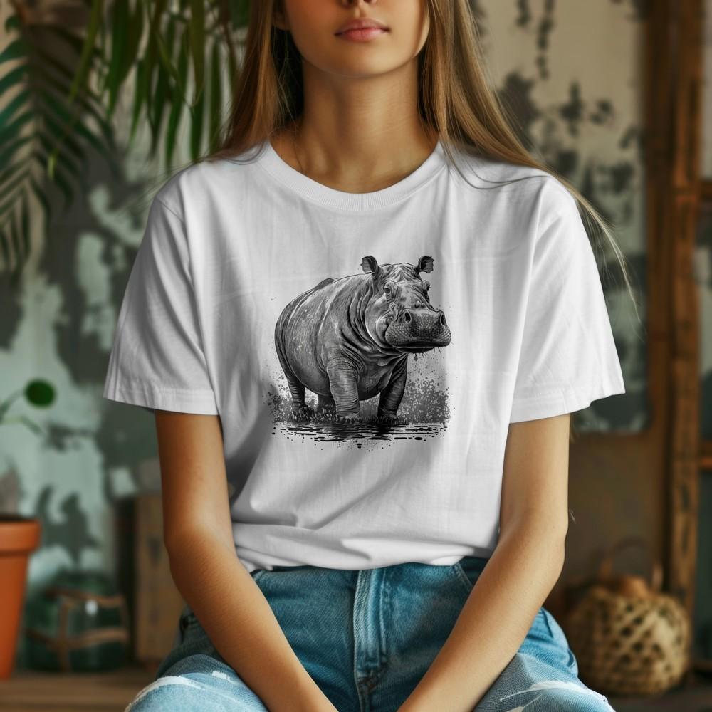 Watercolor Hippo Tee, Hippo Lover T-shirt, Cute Tee, Unisex Gift for Hippo Fan