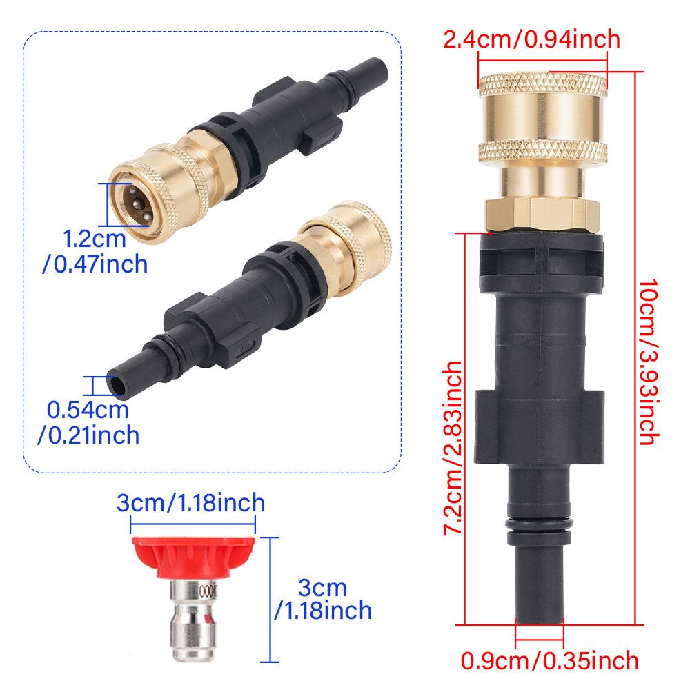 Pressure Washer 1/4 Quick Connect Adapter With Multi Angle Nozzles Fit AR Blue Clean Black Decker Bosch Foam Cannon Car Washing