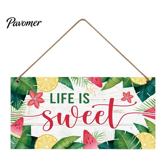 Wall Art for Porch Summer Wooden Hanging Sign, Beach Theme Welcome Sign Front Door Decor with Rope, Colorful Hanger Seasonal Farmhouse House