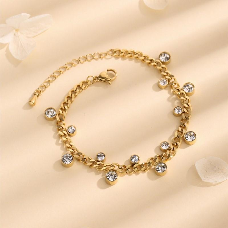 Stainless Steel Irregular Round Zircon Bracelet For Women Simple Niche Bcaelets Jewelry Accessory Wholesale