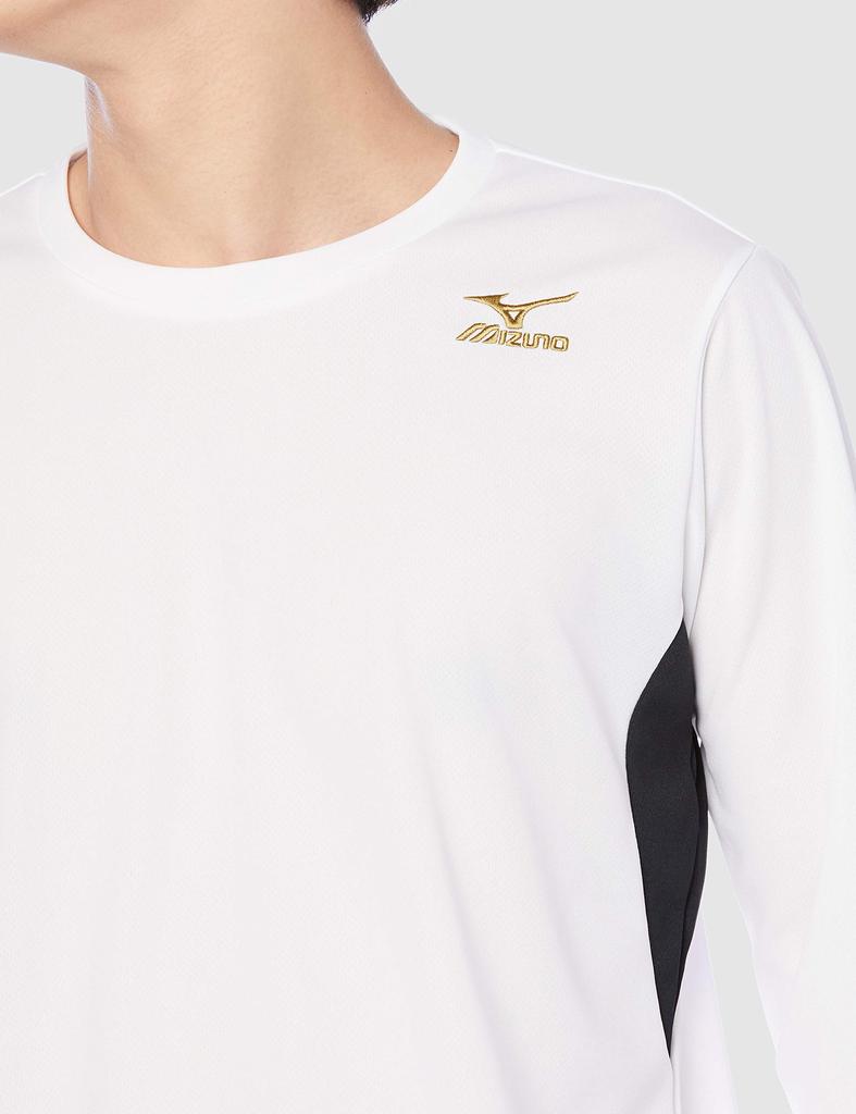 Mizuno K2JA1193 Long Sleeve Training UPF15 UV Dynamotion XL Men's T-Shirt, Sweat-Wicking, Quick-Drying, Protection, Fit, White,