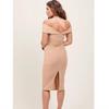 Women's Spring 2026 European & American Nude One-Shoulder Maternity Bodycon Midi Backless Slit Skirt