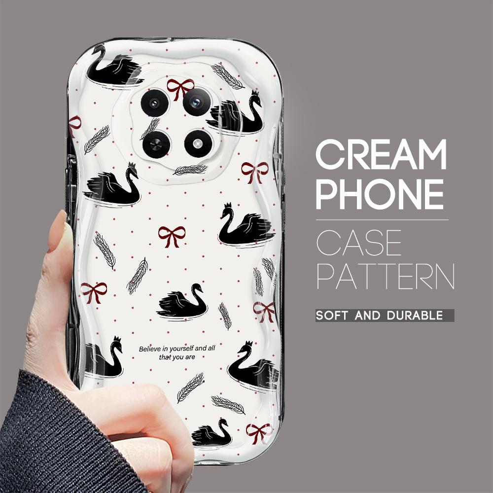 Cartoon Pattern Cream Texture Casing Wavy Edge Soft Silicone Cover Phone Case for OPPO Reno Realme OnePlus Vivo