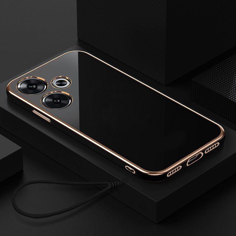 For Xiaomi Redmi Turbo 3 Case Redmi Turbo3 Phone Case Straight edge electroplate Plating ShockProof Silicone Back Soft Cover