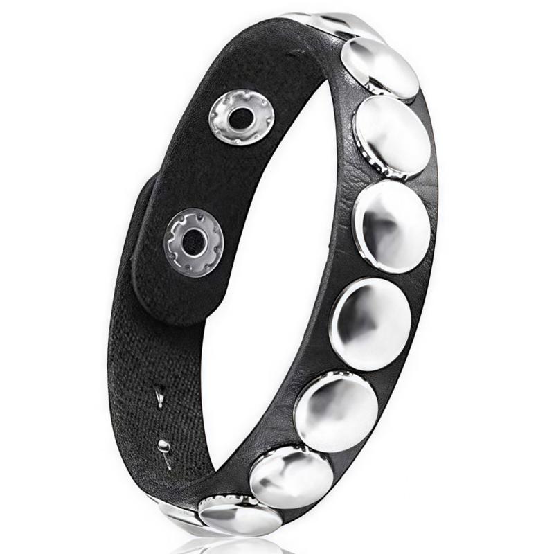 Punk Pu Leather Bracelet Gothic Rock Unique Rivet Stud Wide Cuff Unisex Bangle Wristband Adjustable Party Jewelry