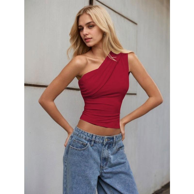 2026 Hot-selling Hot-selling Women's Sexy One-shoulder T-shirt Spring and Summer New Slant Collar Off-shoulder Pure Lust Top