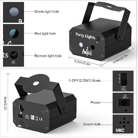 Party Lights DJ Stage Disco Lights, Sound Activated with Remote Control for Outdoor And Indoor Decorations Dance Karaoke Gift Pub