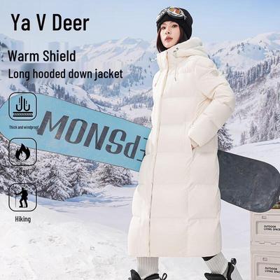 Yalu Lange Damen-Daunenjacke mit Kapuze