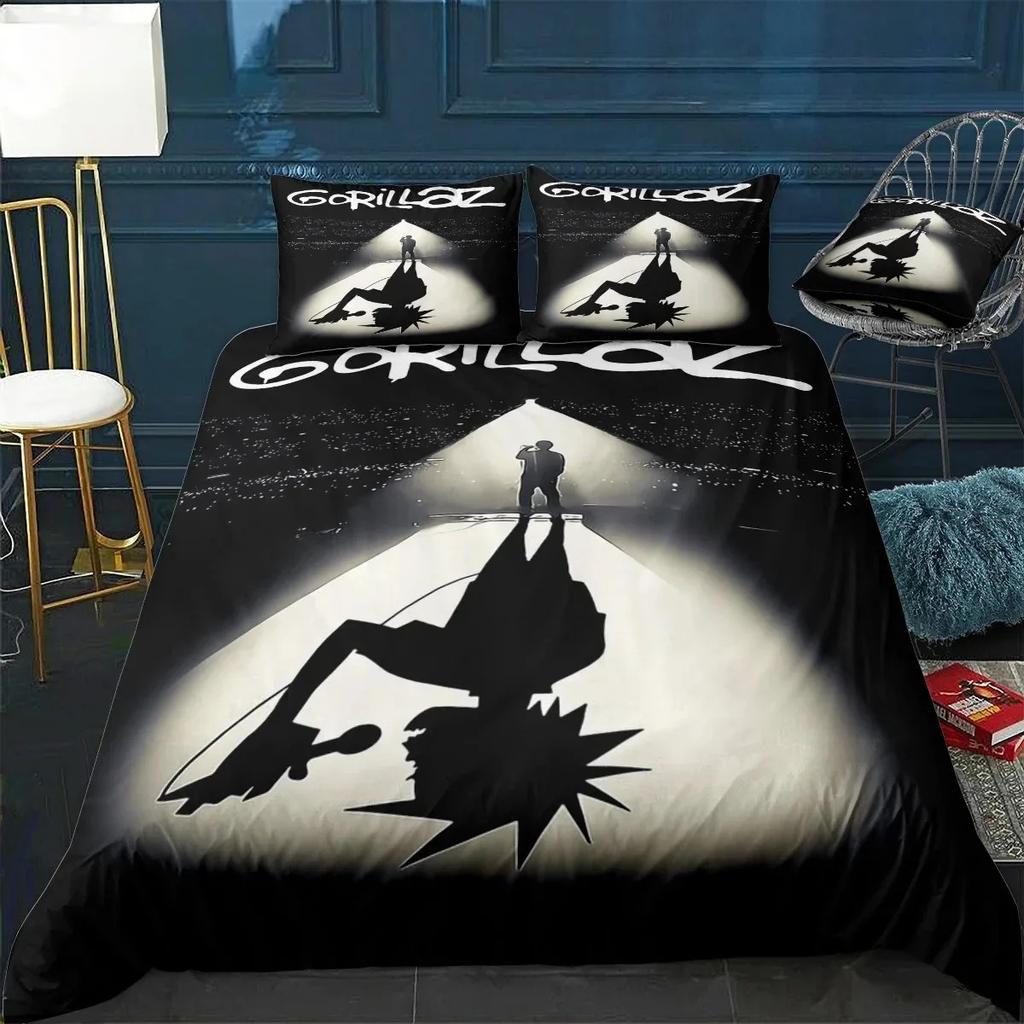 Hudební skupina Gorillaz Povlečení 3D Potisk Vhodné do Ložnice Sada Povlaků na Peřinu S Povlaky na Polštáře Dětský Domácí Textil