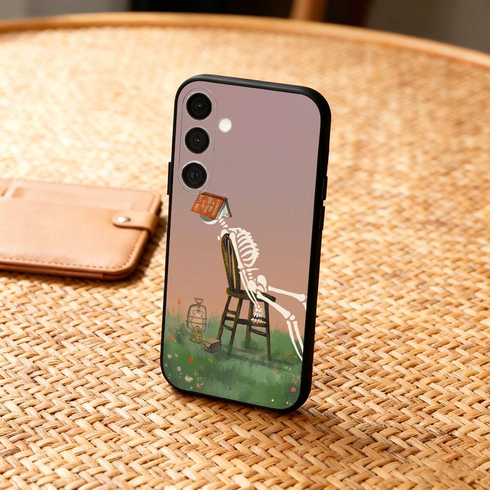 A-Art S-Skeleton S-Skull Phone Case For Samsung A73,72,71,53,52,51,22,91,80, Soft Black Cover