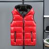 Podzim Zima Muži Vesta Bavlněná Vycpaná Kapuce Jednobarevná Velká velikost Světlý povrch Ztluštěná bunda Streetwear