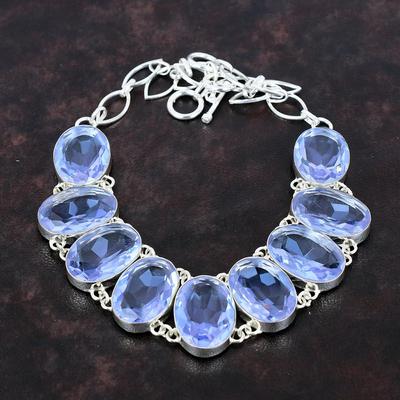 Collana con pietra preziosa di quarzo tanzanite sfaccettata Collana in argento sterling 925 Collana a catena regolabile Regalo per moglie Collana nuovissima fatta a mano