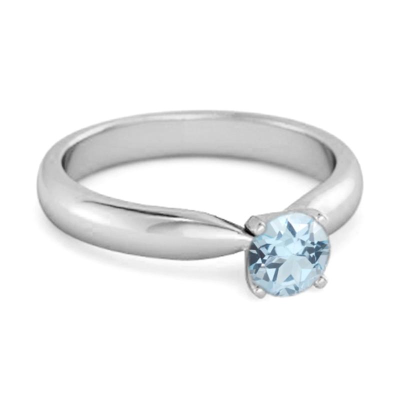 Blue Topaz Classic Solitaire Ring - 925 Sterling Silver