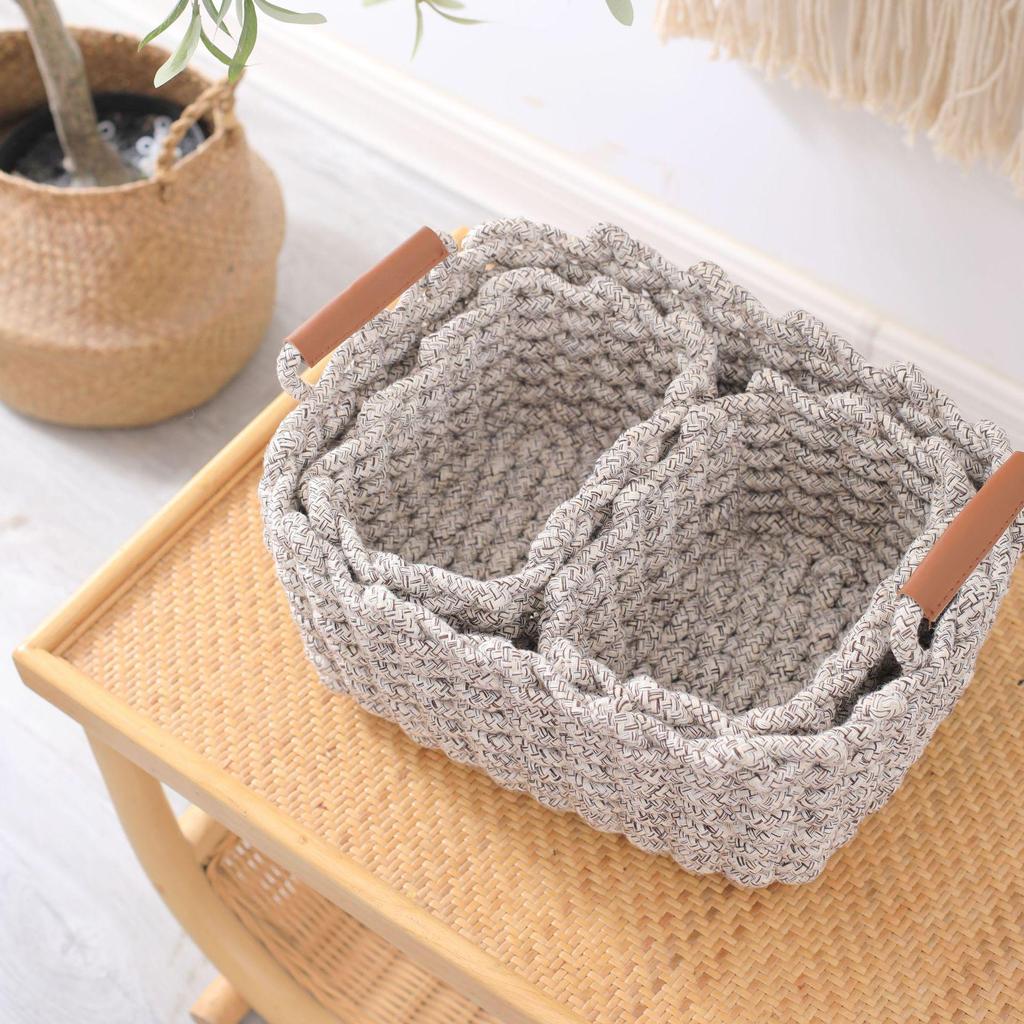 Sundries Cotton Rope Storage Baskets: Large & Small Cosmetic Organizer for Lipsticks & Eyeshadows