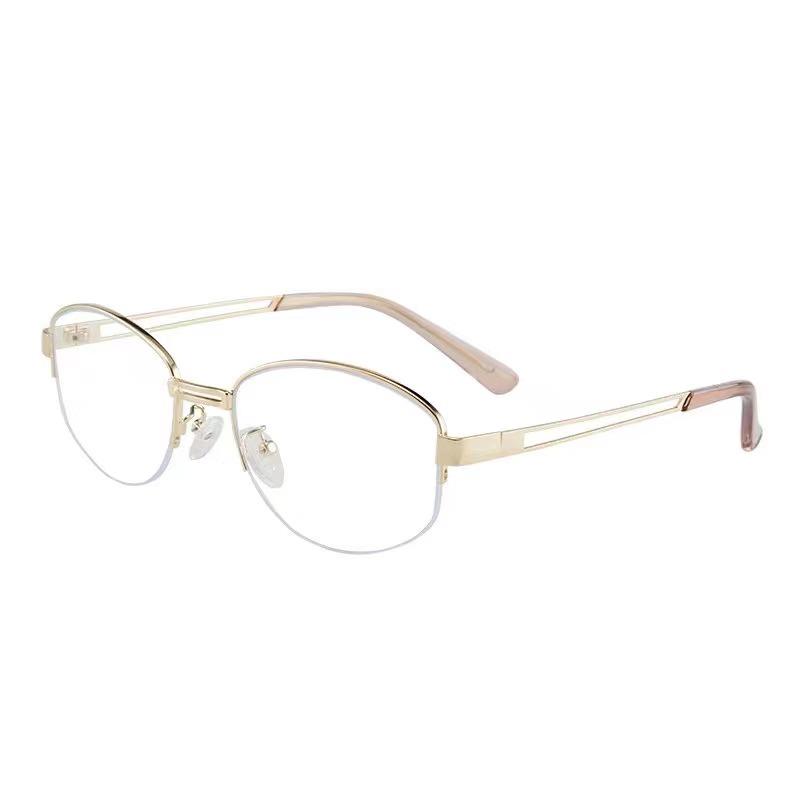 High-End Oval Gold Wire Eyeglass Frames for Women - Stylish Prescription-Ready