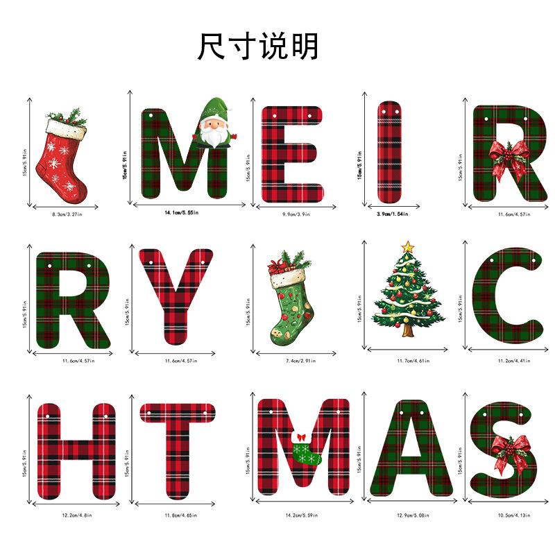 Cross-border Christmas Letter Flag Banner Paper Christmas Latte Flower Flag Hanging Flag Atmosphere Decoration Party Decorations