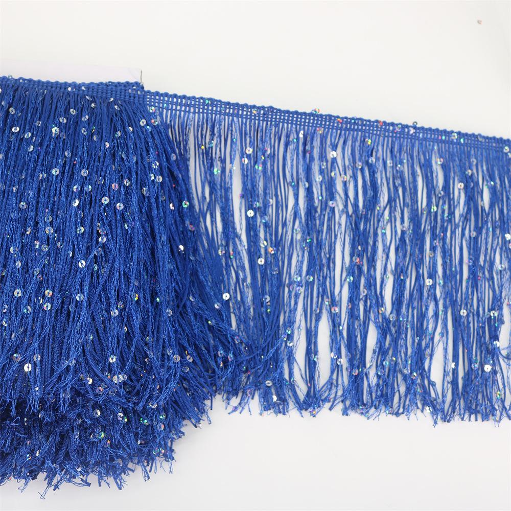 20Cm Wide Sequin Double-Wire Encrypted Nylon Row Beard Fringed Lace Latin Dance Clothing Accessories