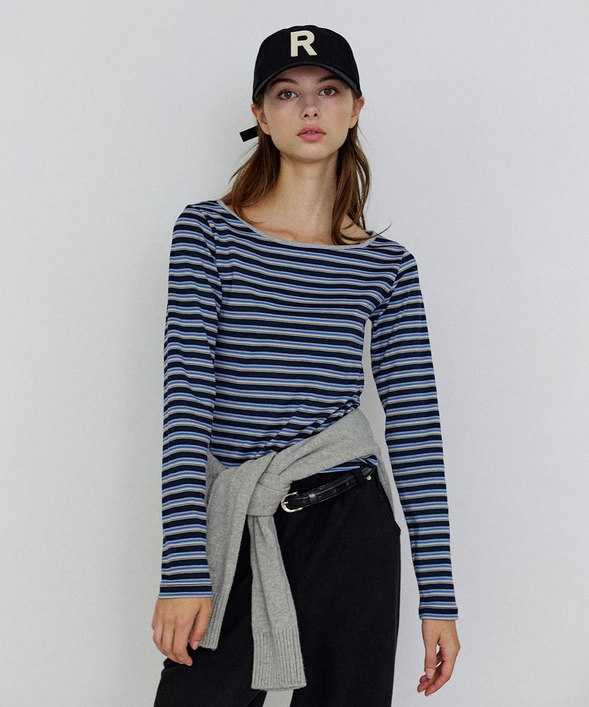 ROIROI Striped Long Sleeve T-Shirt - Navy