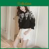 Premium Quality Female Women Long Sleeve Embroidery Blouse Shirt With Timeless Korean Flower Design