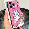 Pink Unicorn Rainbow Soft Phone Case for iPhone 16 16E 17 Air 15 Pro Max 14 Plus 13 Mini 11 12 7 Black Cover Back Shell