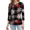 Women's Fashion Casual Christmas Tree Printed Round Neck Three-Quarter Sleeve T-Shirt Top